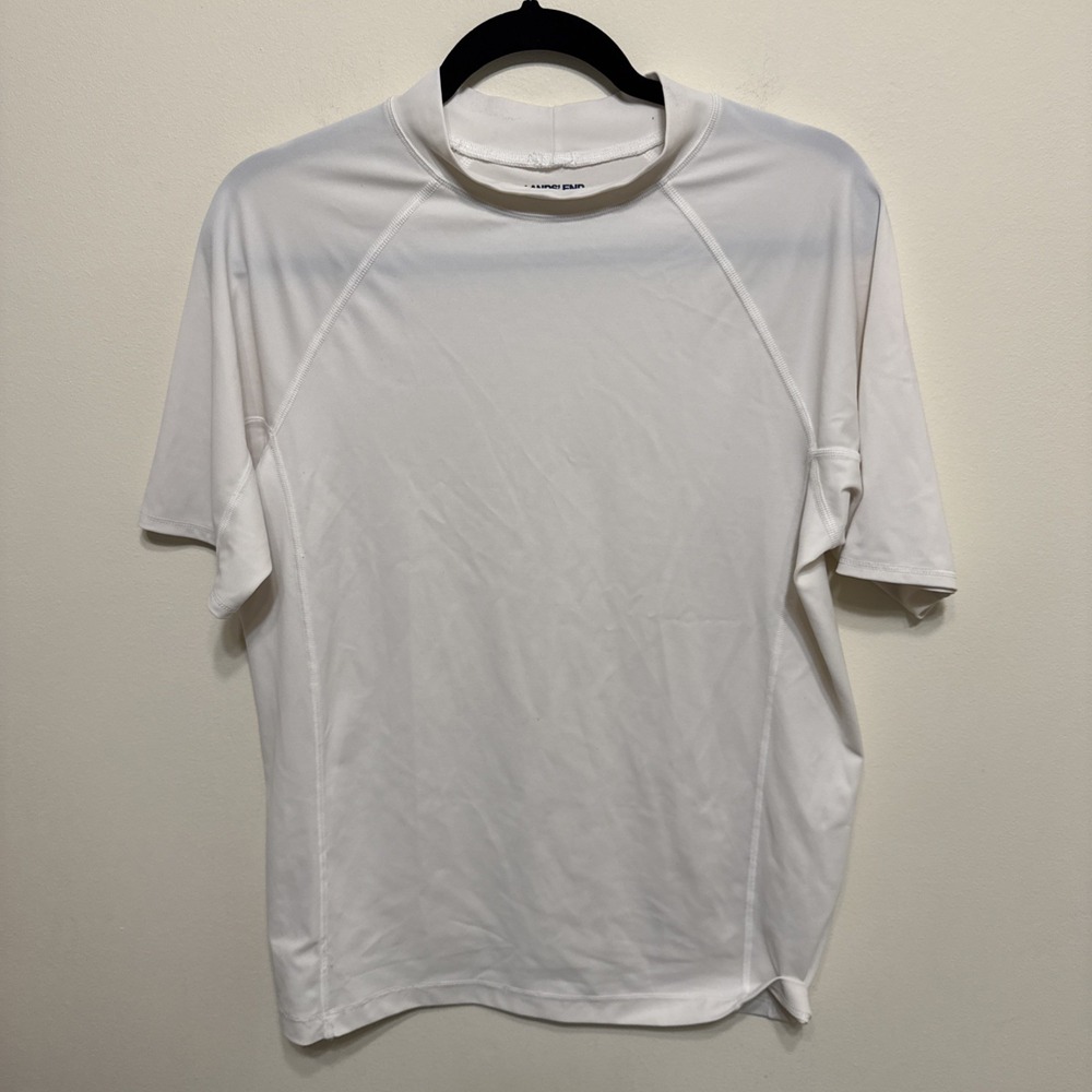 Lands' End Womens XL (18-20) Short Sleeve Rash Guard Shirt Beach Swim Surf GUC